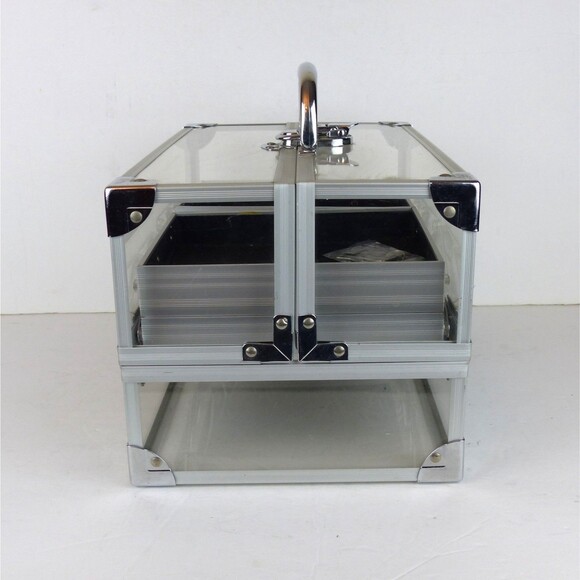 Clear Acrylic Expandable Organizer Case Makeup Craft Jewelry Storage Box w Keys - Picture 8 of 13